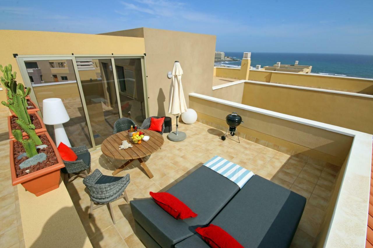 La Perla By Rentmedano Superb Luxury Duplex, Private Roof Terrace, Ocean View, Pool, Wifi And Parking Lägenhet El Médano Exteriör bild