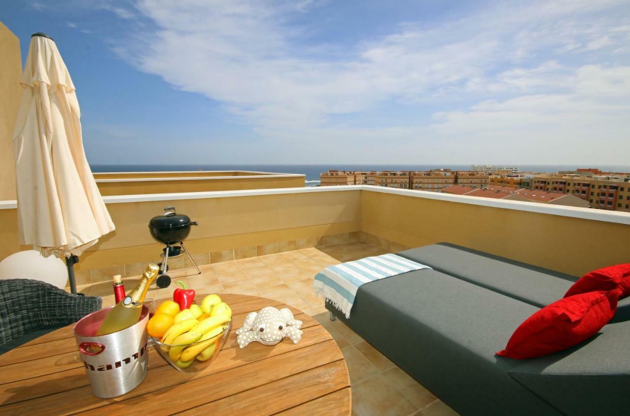 La Perla By Rentmedano Superb Luxury Duplex, Private Roof Terrace, Ocean View, Pool, Wifi And Parking Lägenhet El Médano Exteriör bild